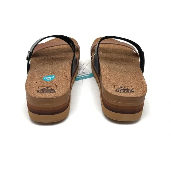 Reef Cushion Vista Hi Sandals Black Duo Platform Slide Size 9 - Picture 7 of 14